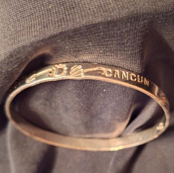 Sterling 925 Silver Bangle Bracelet Cancun Mexico Tropical Vintage - Picture 3 of 6